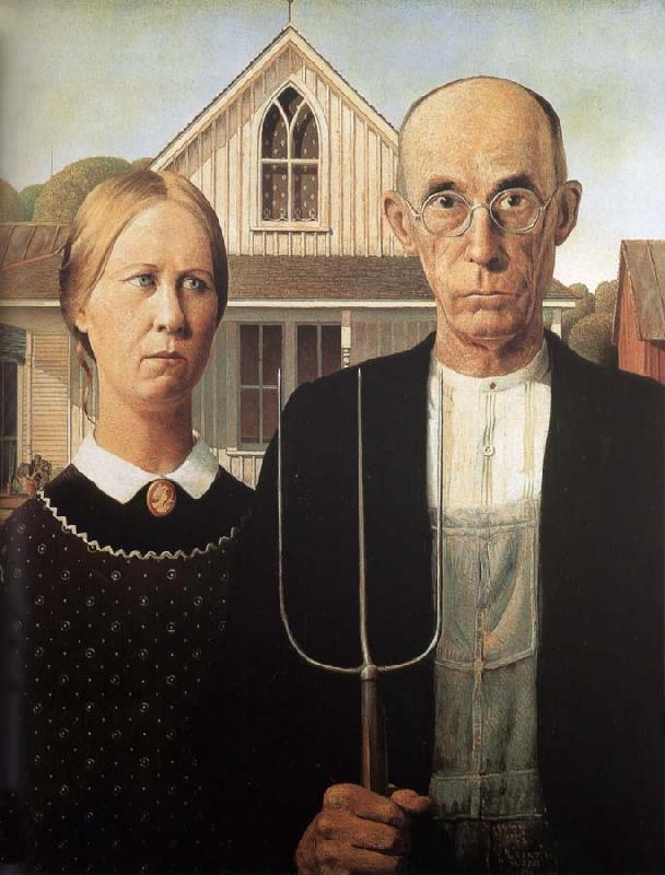 Grant Wood America-s Gothic oil painting picture